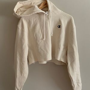 Cream champion sweatshirt, cropped